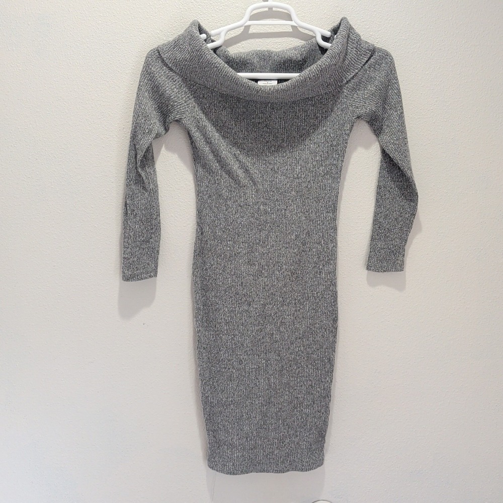 Rue21 Cozy Collection grey ribbed ruched bodycon sweater dress size S